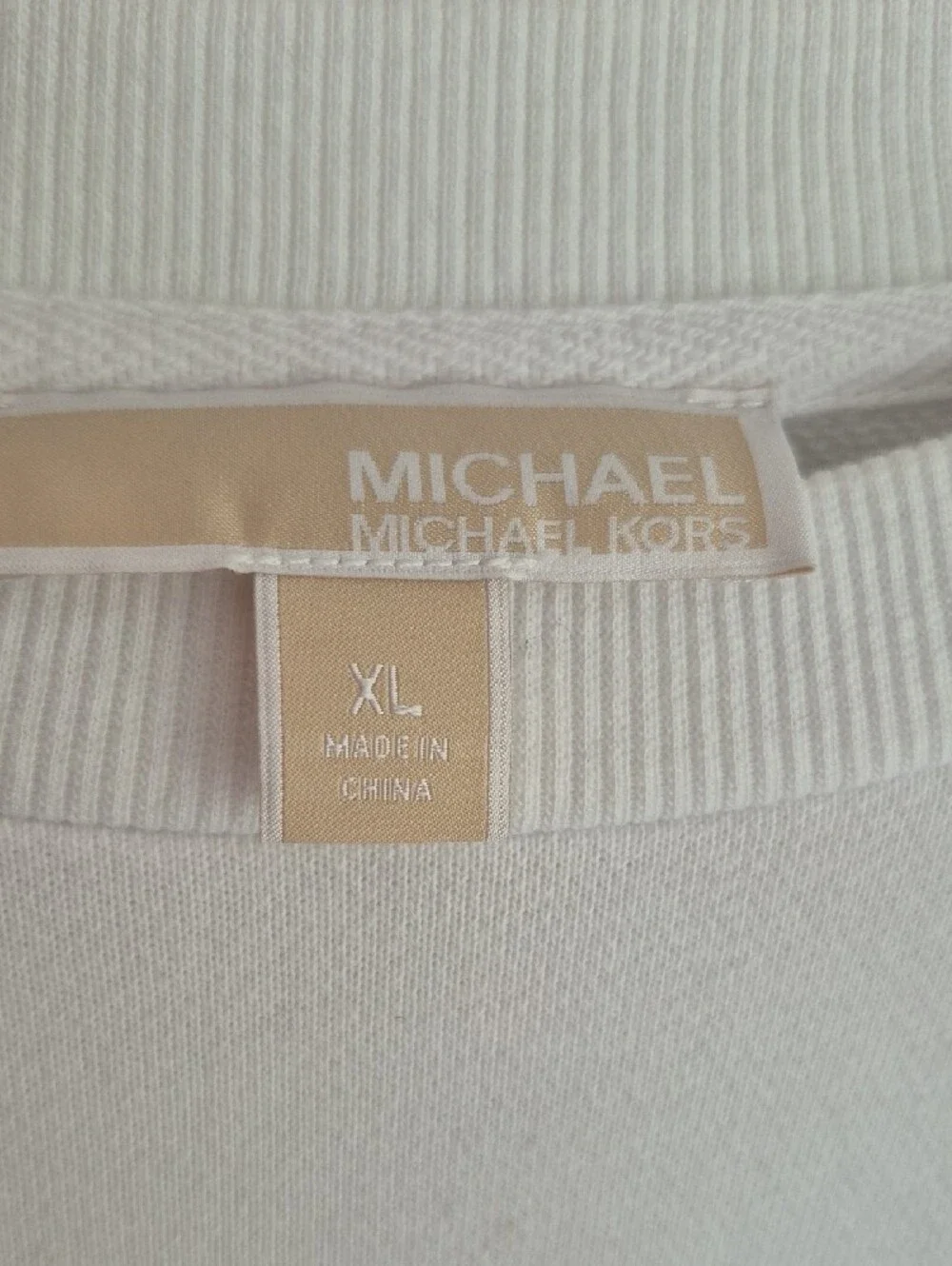 Michael Kors White Sweatshirt with Gold Eyelet Lace-Up Sleeves